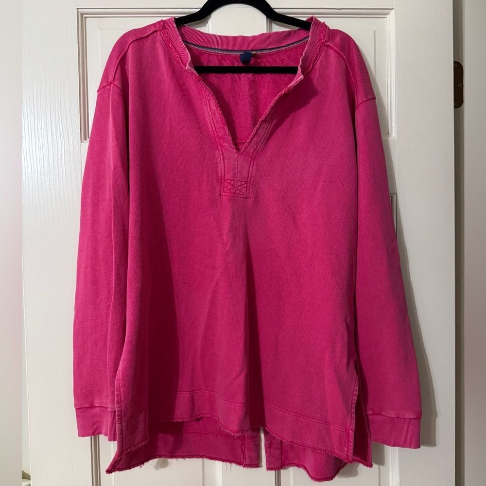 Women’s Pilcro Oversized Pullover V-Neck Long Sleeve Top M